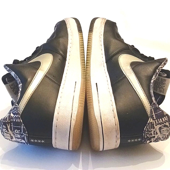 NIKE Air Force 1 Men's Metallic Silver Swoosh Black Sneakers Size 13 - Picture 4 of 12